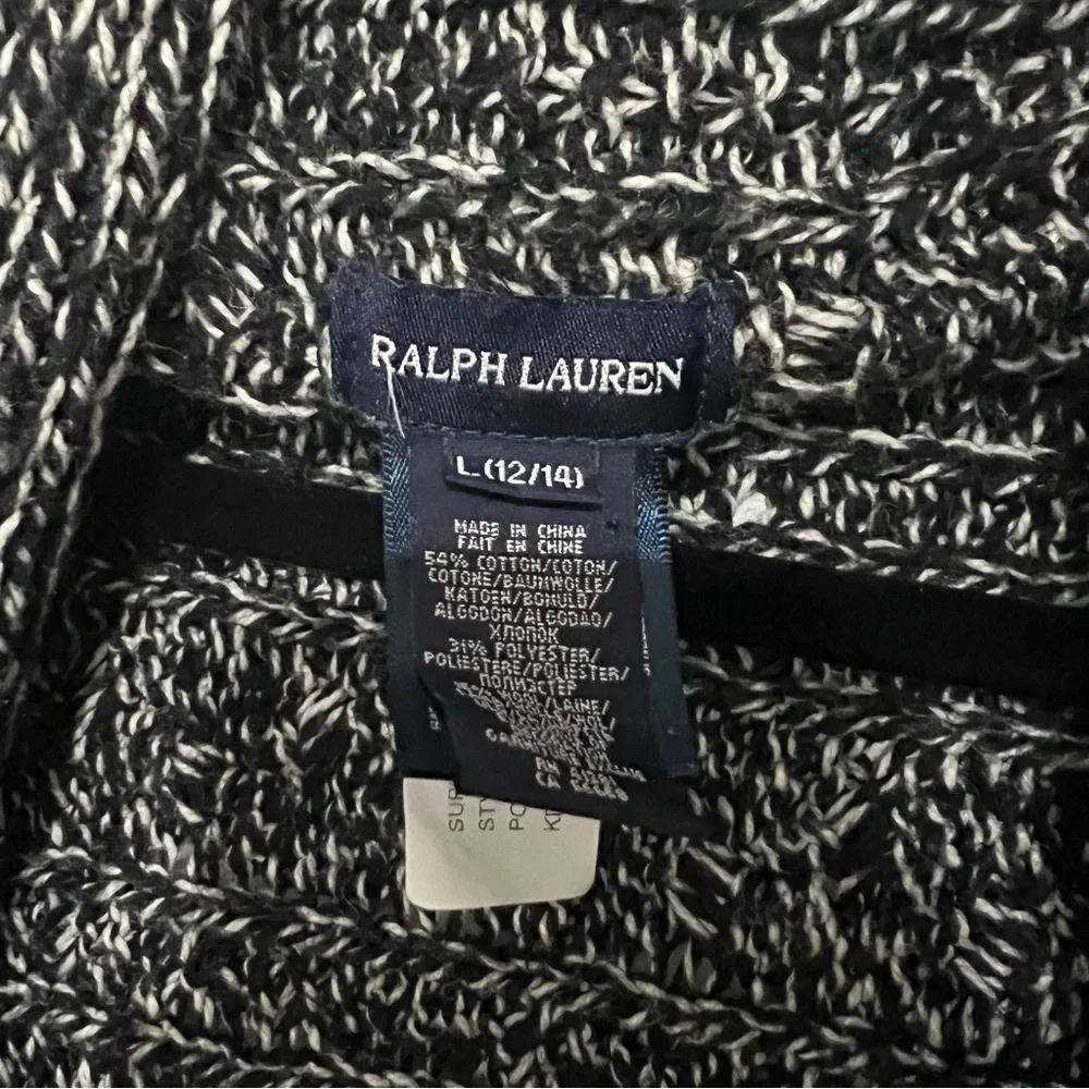 Ralph Lauren Girl’s Open Front Wool‎ Blend Cardigan Size Large (12-14) Black